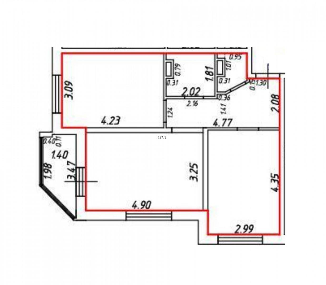 2-комнатная 54.4 м2 в ЖК undefined корпус null этаж 10