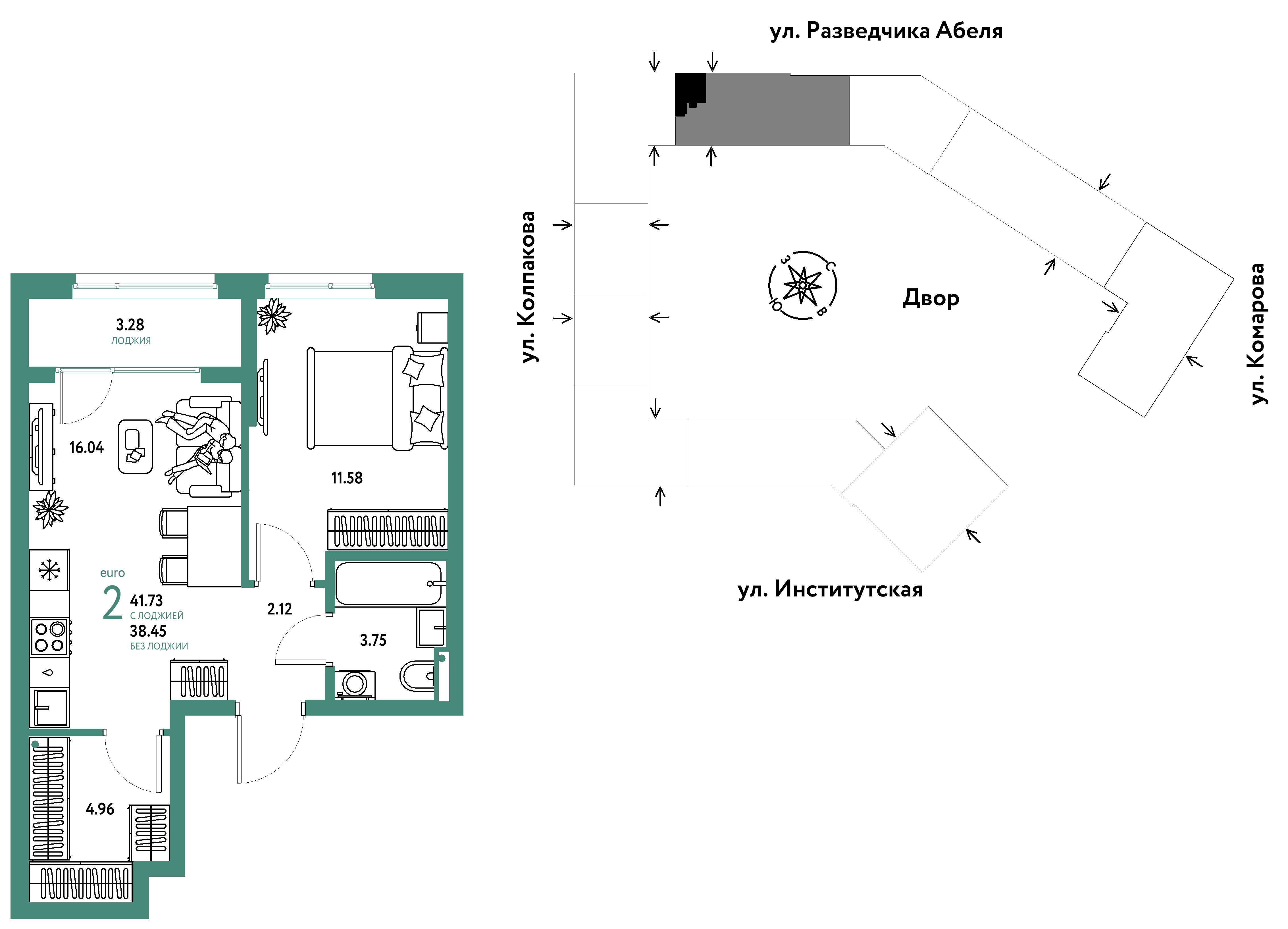 Студия 41 м2 в ЖК Страна.Парковая корпус null этаж 7