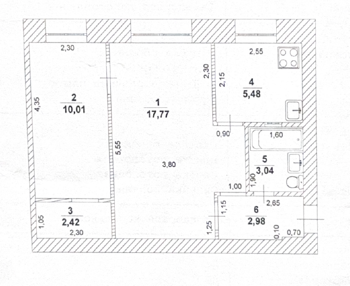 2-комнатная 41.7 м2 в ЖК undefined корпус null этаж 1