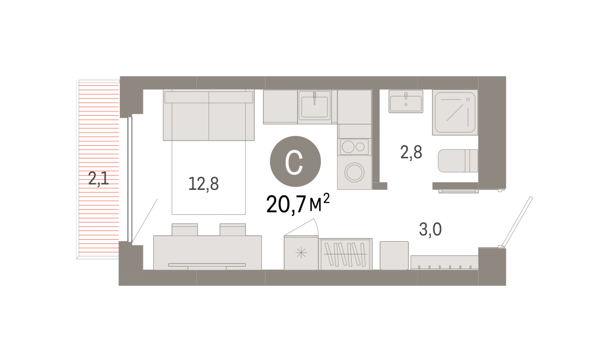 Студия 20 м2 в ЖК Лебедевский корпус null этаж 7