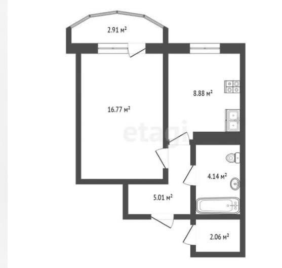 1-комнатная 35 м2 в ЖК undefined корпус null этаж 16