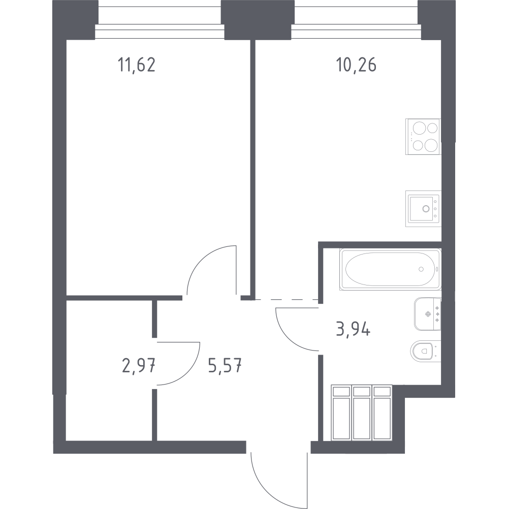 1-комнатная 34 м2 в ЖК Тропарево Парк корпус null этаж 20