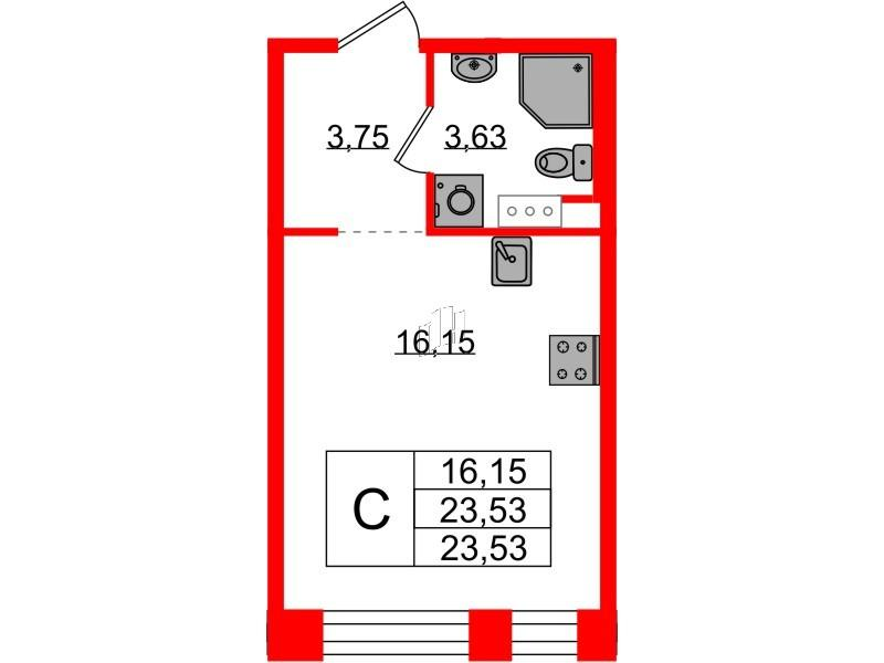 Студия 23 м2 в ЖК PLUS Пулковский корпус null этаж 3