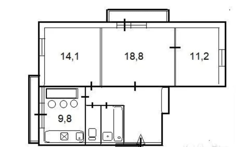 3-комнатная 64.9 м2 в ЖК undefined корпус null этаж 12