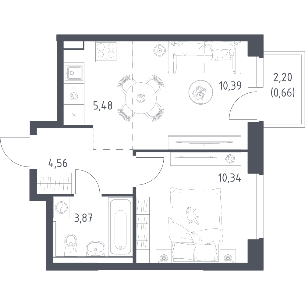 Студия 35 м2 в ЖК Пригород Лесное корпус null этаж 3
