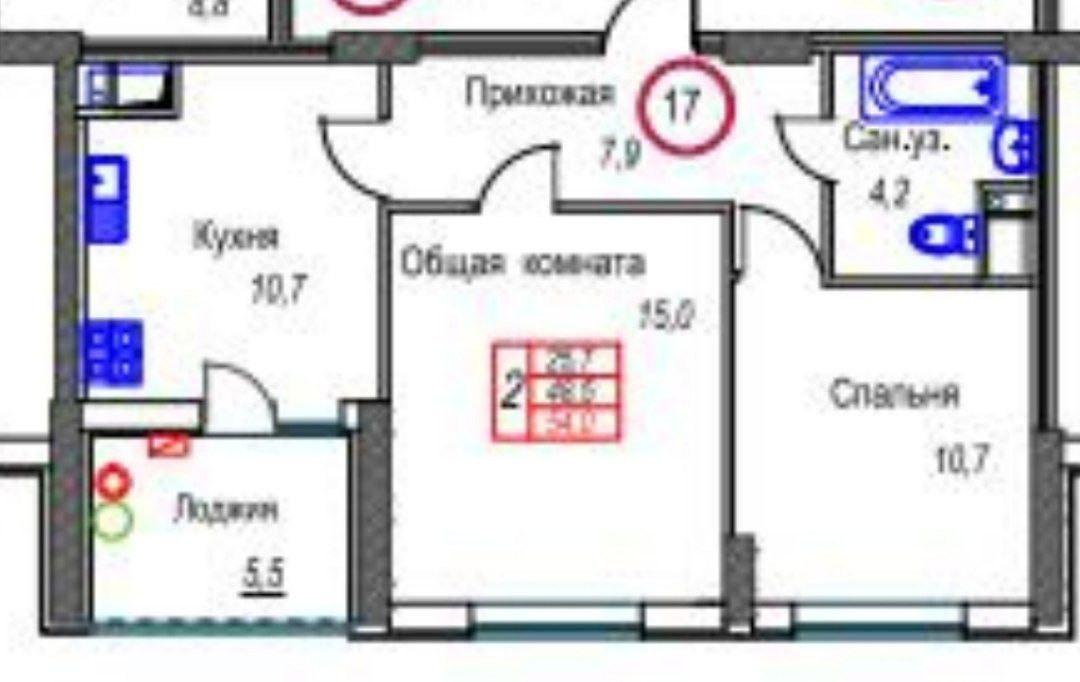 2-комнатная 54 м2 в ЖК undefined корпус null этаж 7