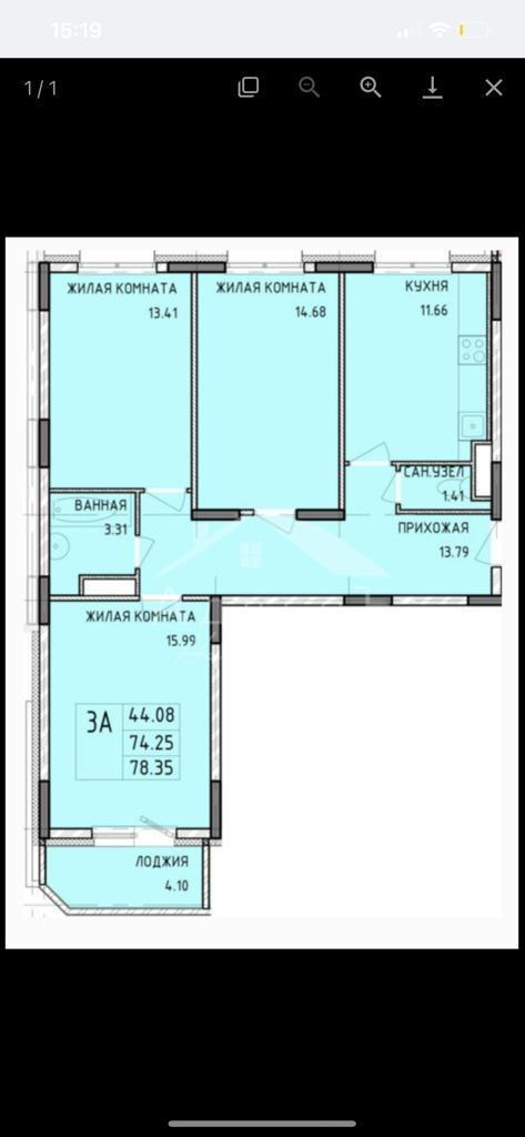 3-комнатная 79.5 м2 в ЖК undefined корпус null этаж 11