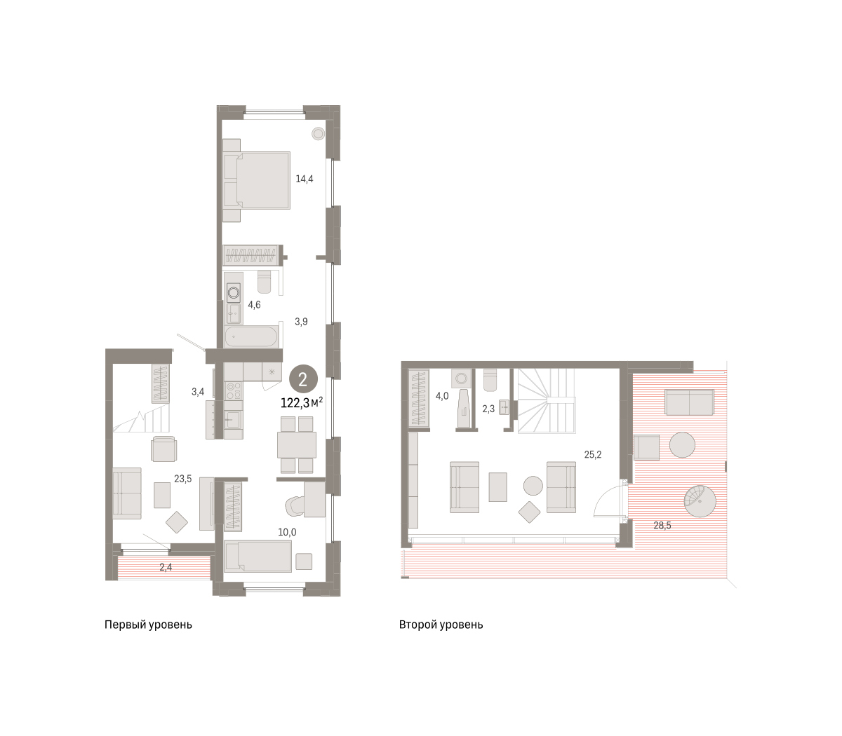 2-комнатная 122 м2 в ЖК Зарека корпус null этаж 6
