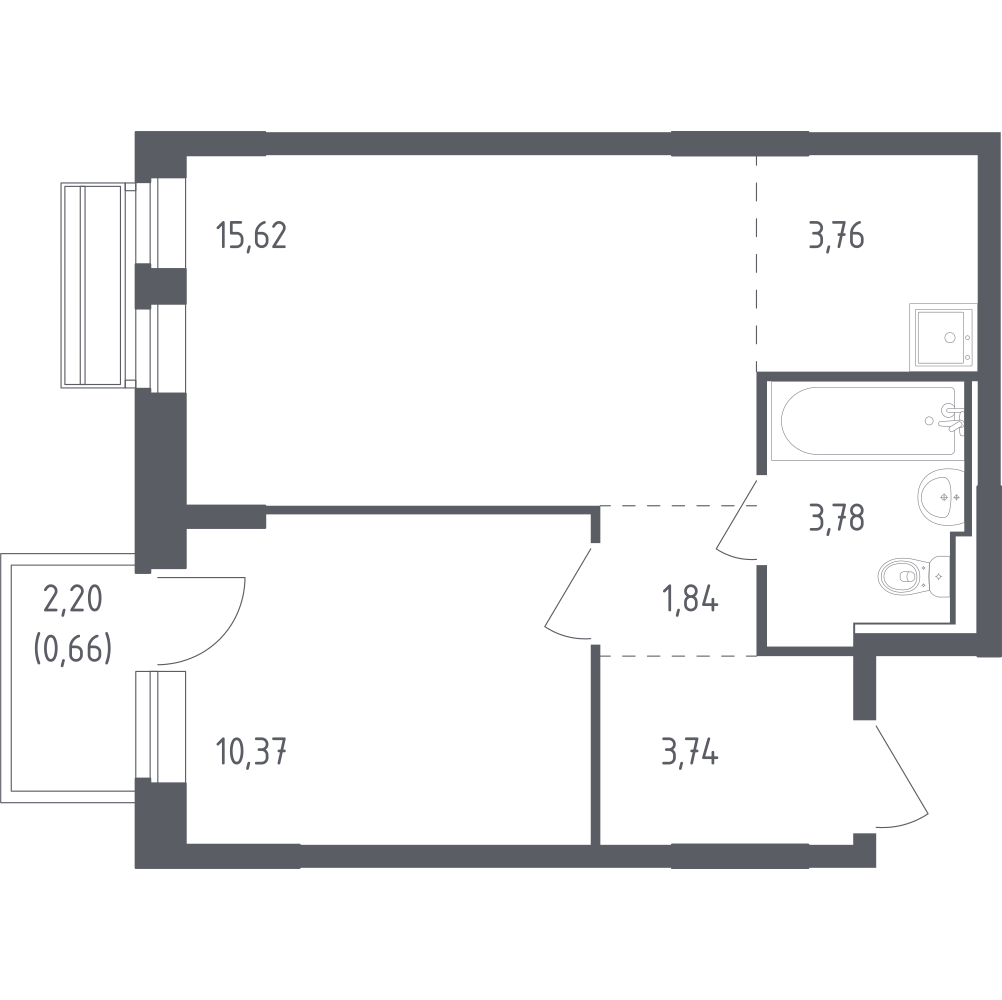 Студия 39 м2 в ЖК Рублёвский Квартал корпус null этаж 5