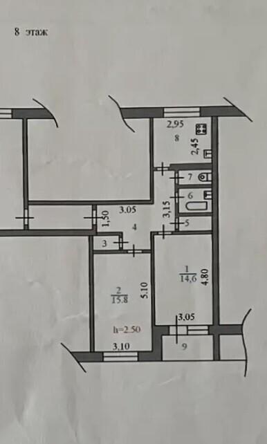 2-комнатная 54.5 м2 в ЖК undefined корпус null этаж 8