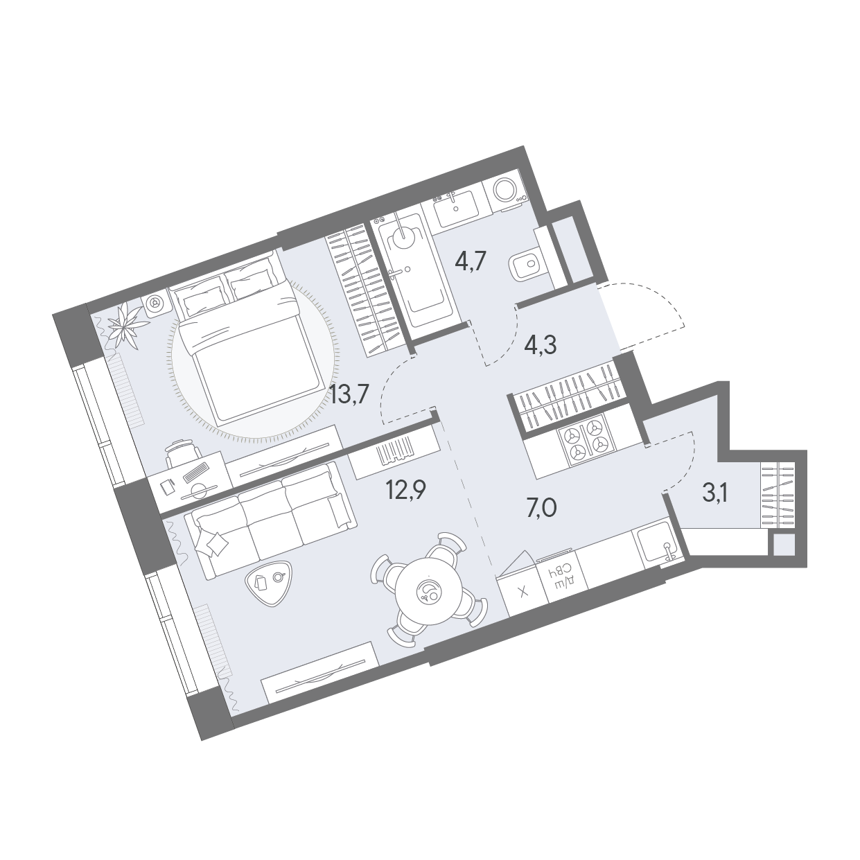 2-комнатная 45 м2 в ЖК Родина Переделкино корпус null этаж 5