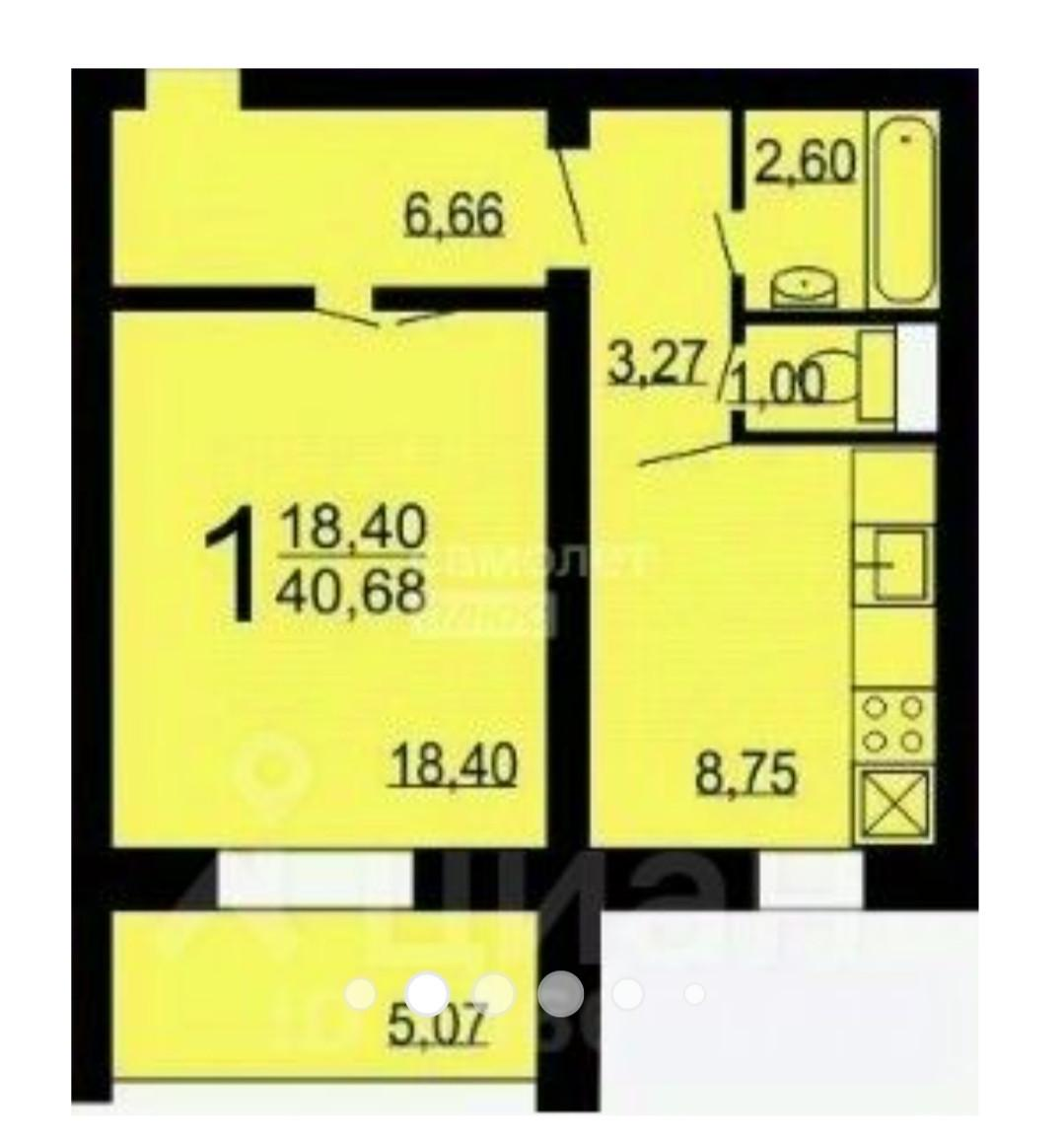 1-комнатная 40.5 м2 в ЖК undefined корпус null этаж 6