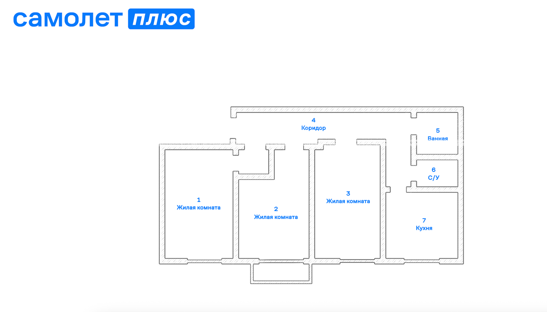 3-комнатная 78.1 м2 в ЖК undefined корпус null этаж 4