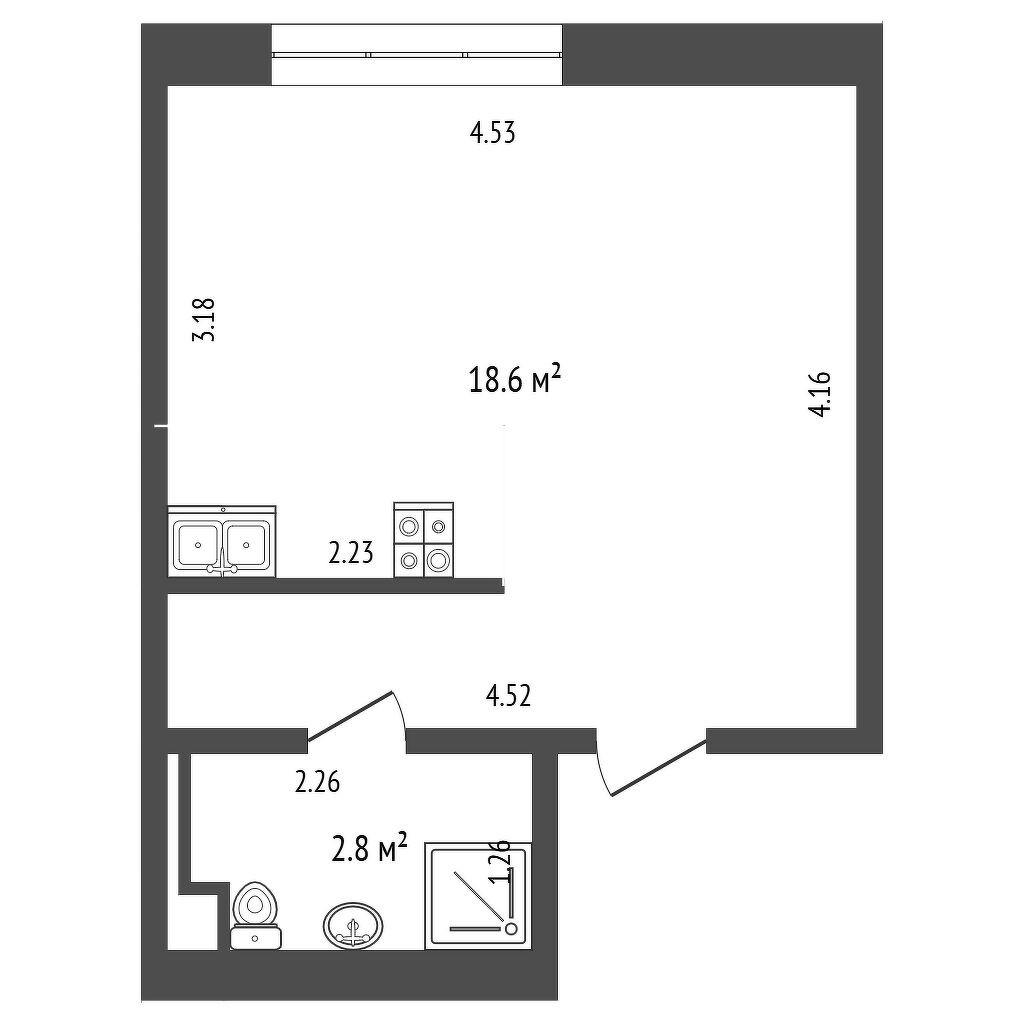 Студия 20.8 м2 в ЖК undefined корпус null этаж 4
