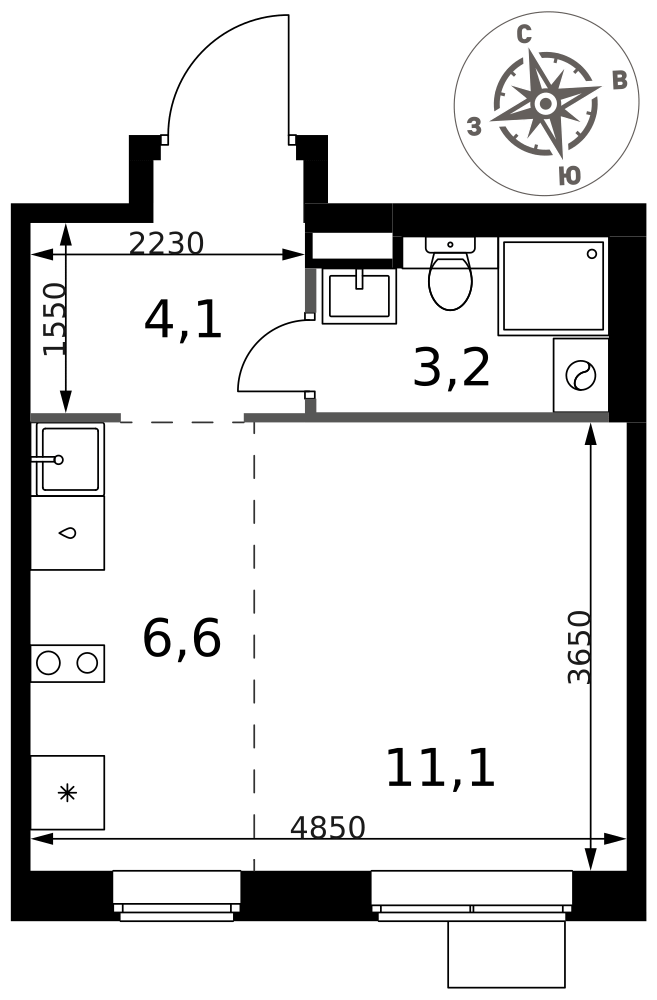 Студия 25 м2 в ЖК 1-й Химкинский корпус null этаж 8