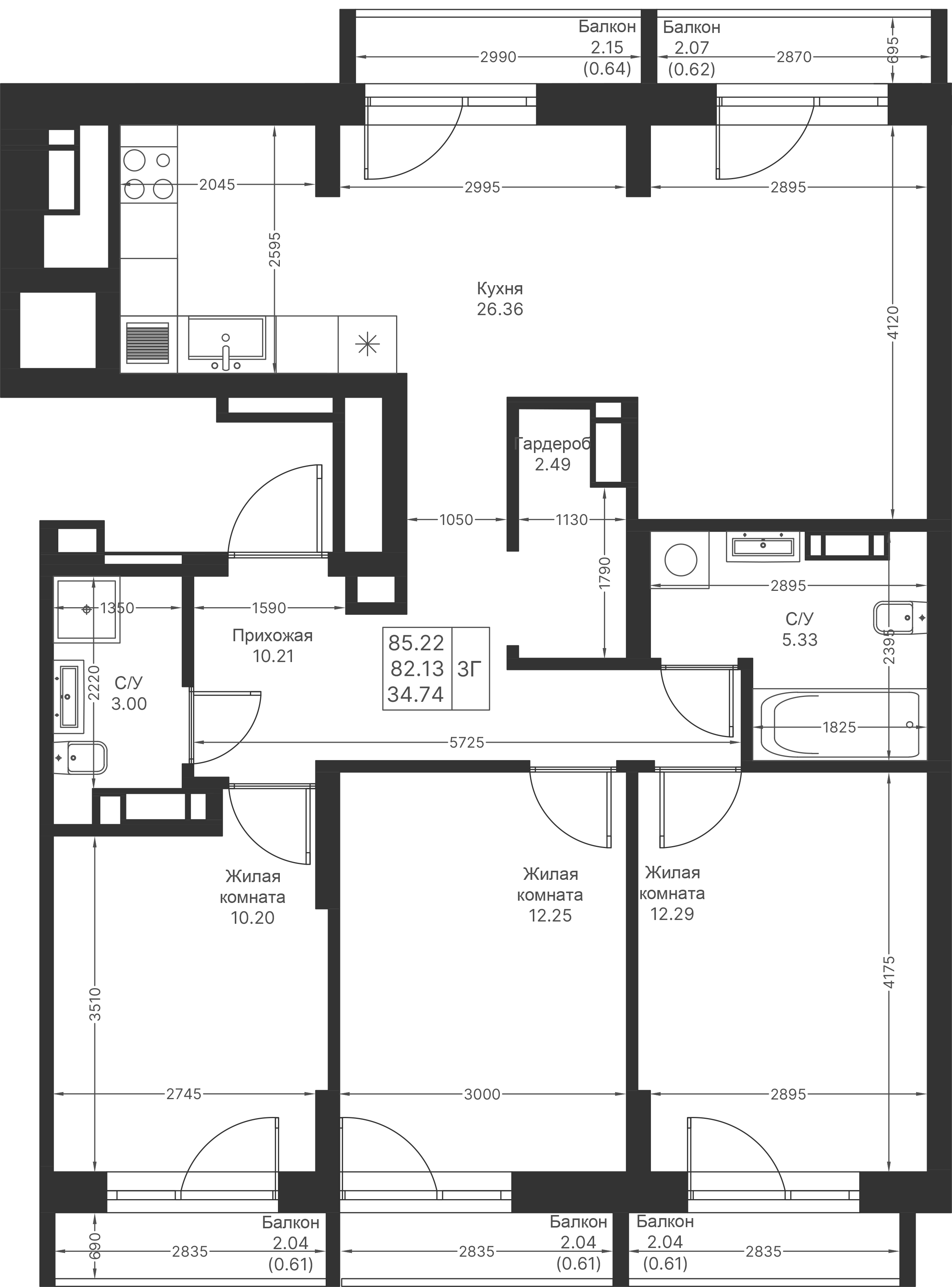 Студия 85 м2 в ЖК Мой Ритм корпус null этаж 9