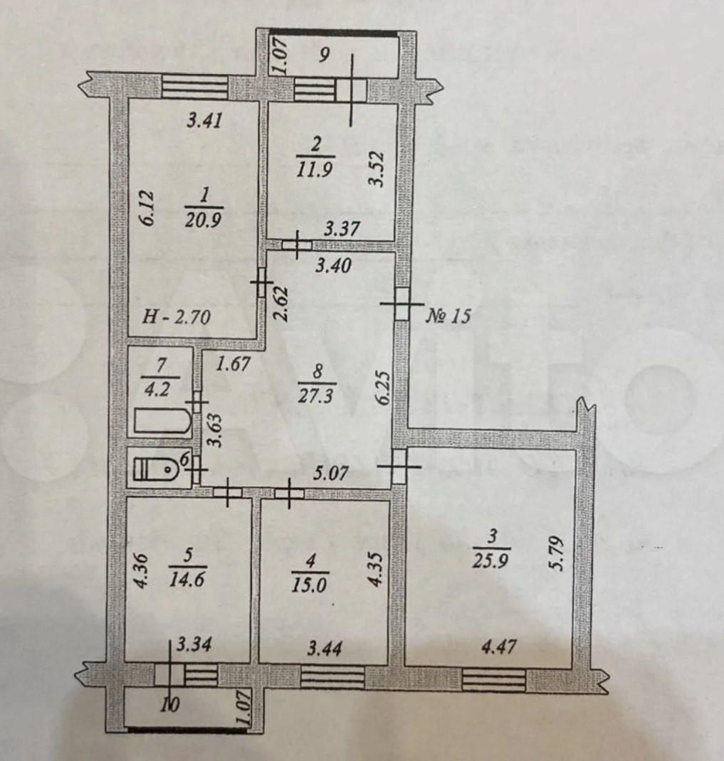 4-комнатная 121.7 м2 в ЖК undefined корпус null этаж 1