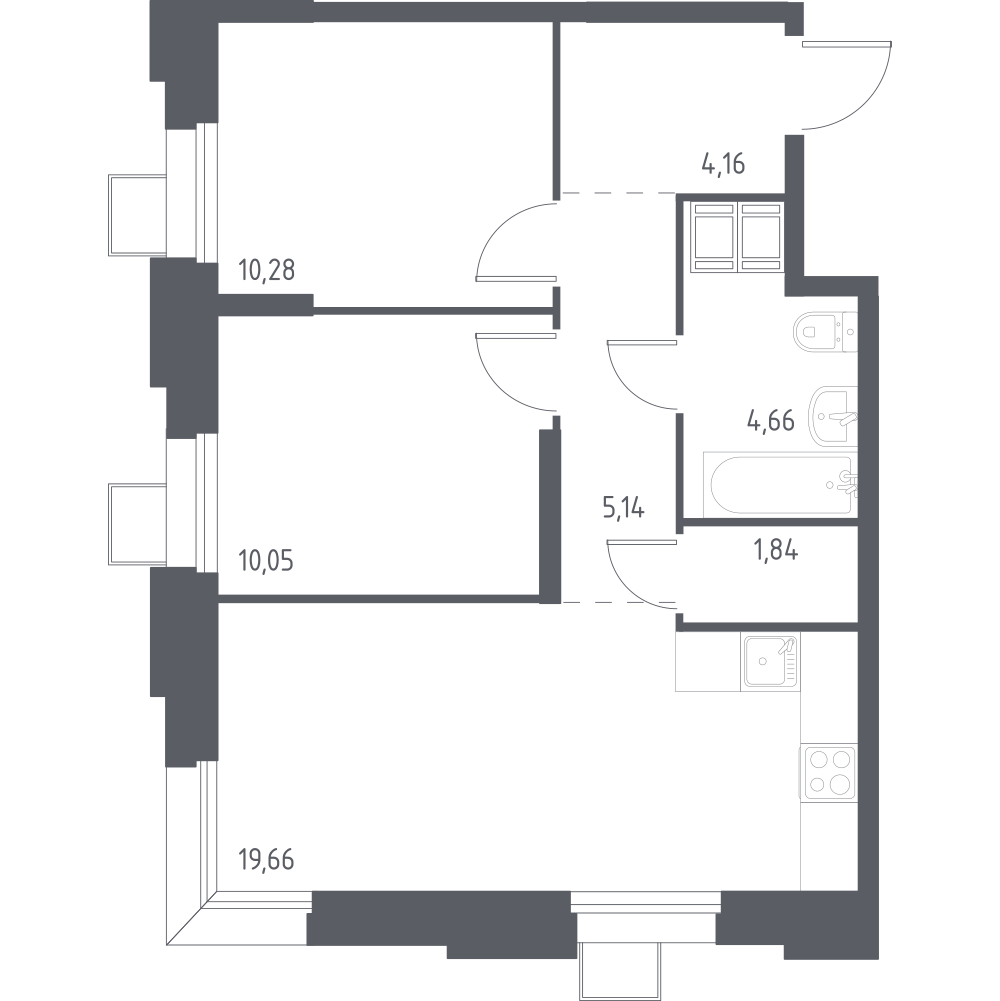 2-комнатная 55 м2 в ЖК Тропарево Парк корпус null этаж 6