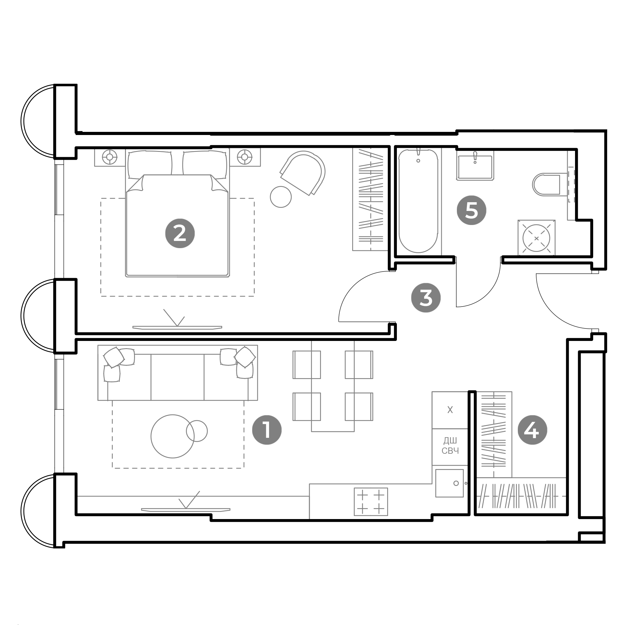 2-комнатная 48 м2 в ЖК Nametkin Tower корпус null этаж 2