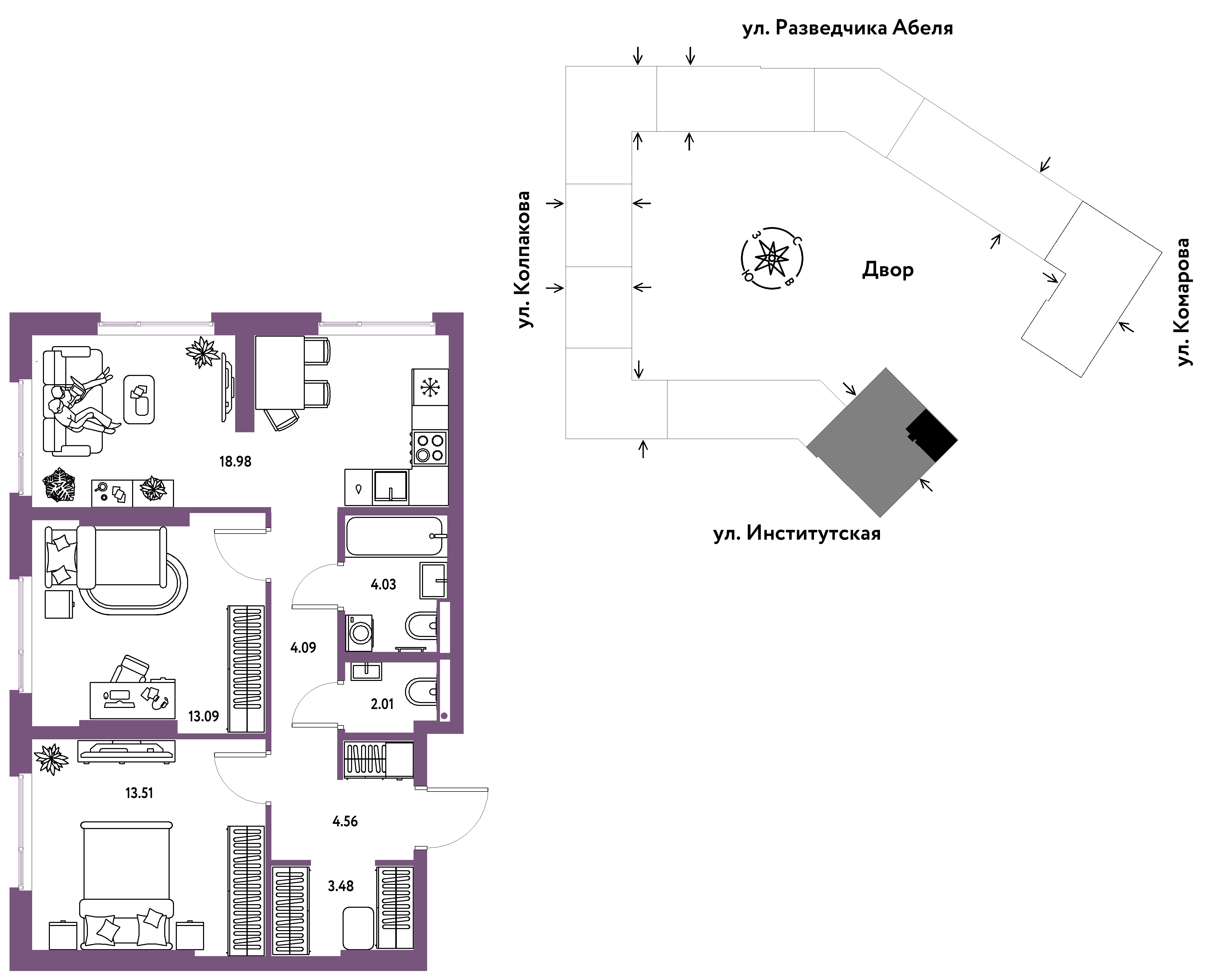 Студия 63 м2 в ЖК Страна.Парковая корпус null этаж 2