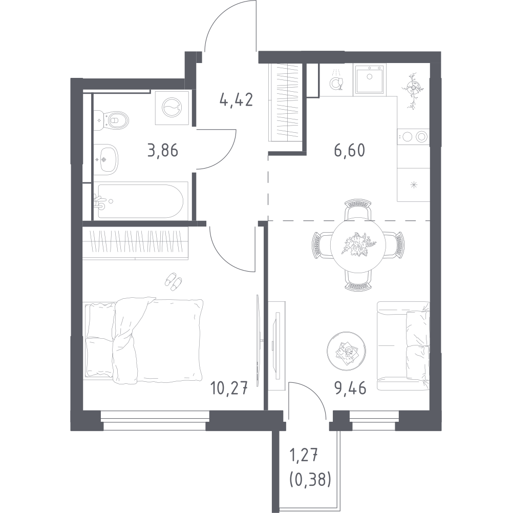 Студия 34 м2 в ЖК Мытищи Парк корпус null этаж 3