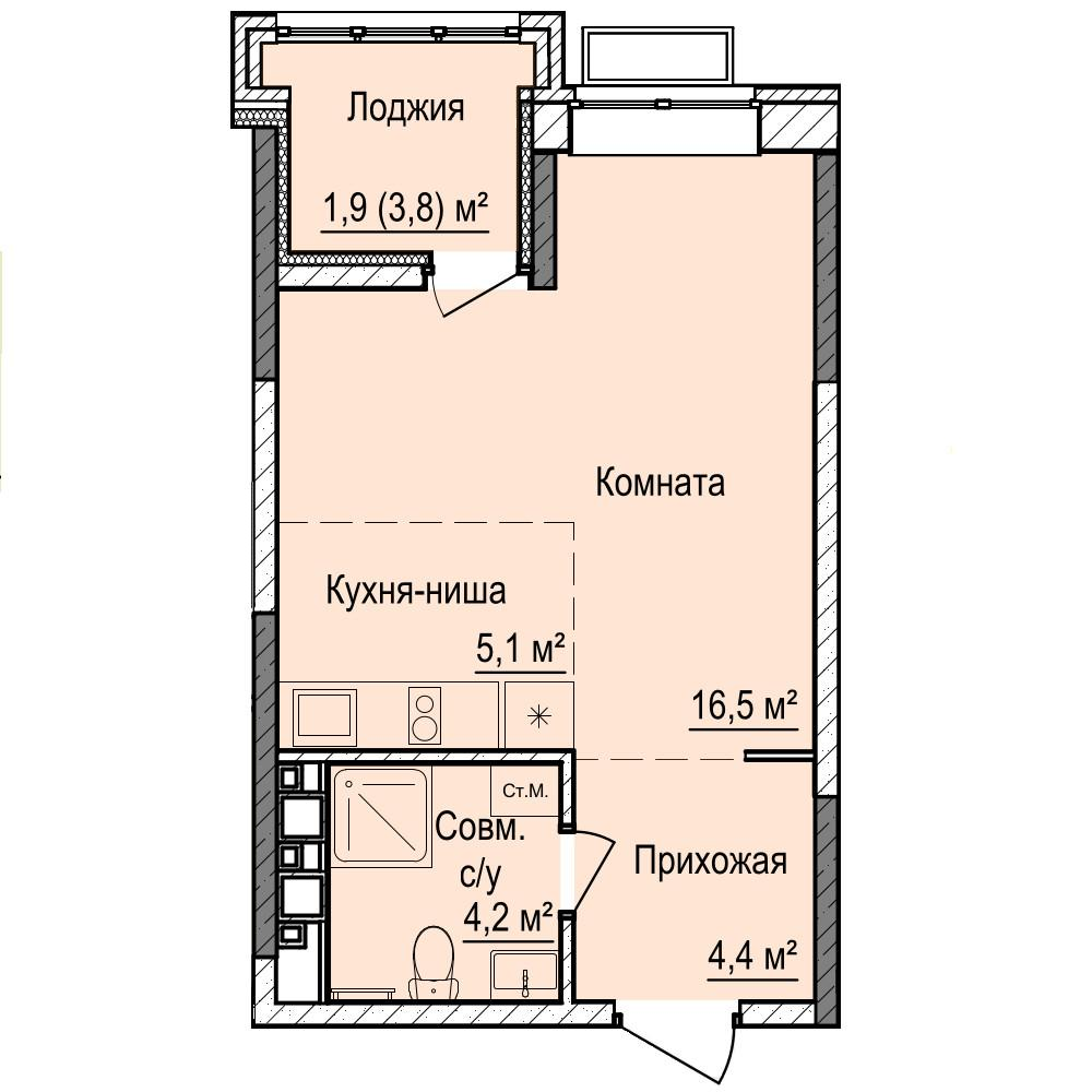 Студия 32 м2 в ЖК Норвежский Лес корпус null этаж 14