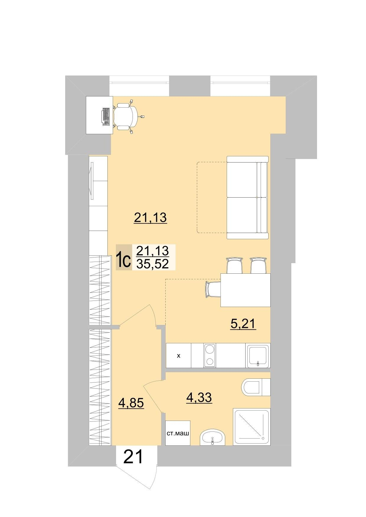 Студия 35 м2 в ЖК Философия Идеалистов на Театральной корпус null этаж 4