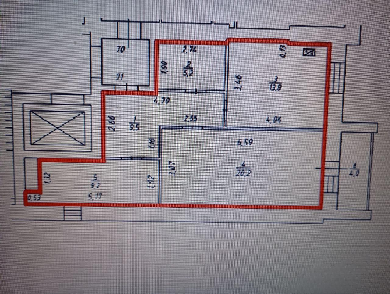 2-комнатная 57.9 м2 в ЖК undefined корпус null этаж 6