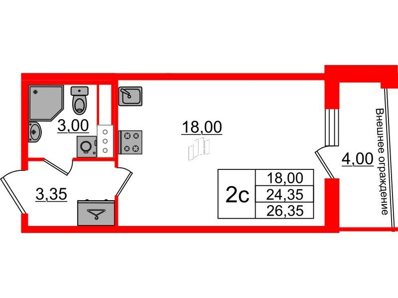 Студия 24 м2 в ЖК Бионика Заповедная корпус null этаж 5