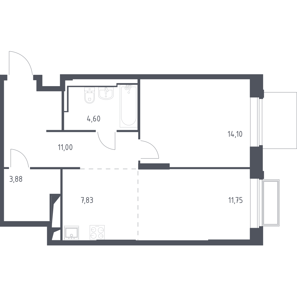 Студия 53 м2 в ЖК Долина Яузы корпус null этаж 7