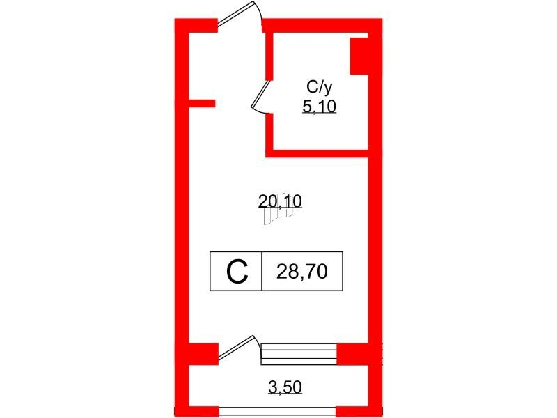 Студия 29 м2 в ЖК Princesse Royal корпус null этаж 7