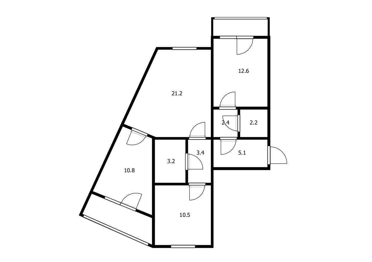 3-комнатная 71.4 м2 в ЖК undefined корпус null этаж 12