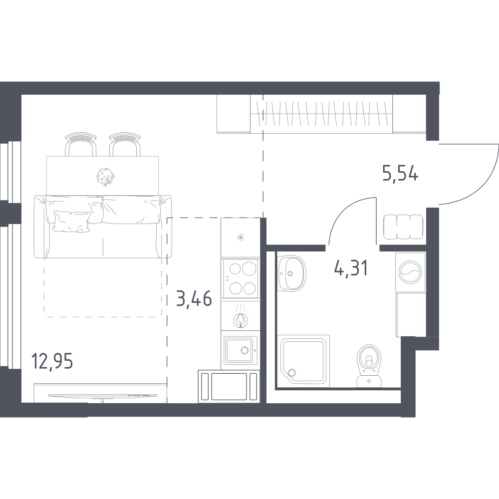 Студия 26 м2 в ЖК Новое Колпино корпус null этаж 3