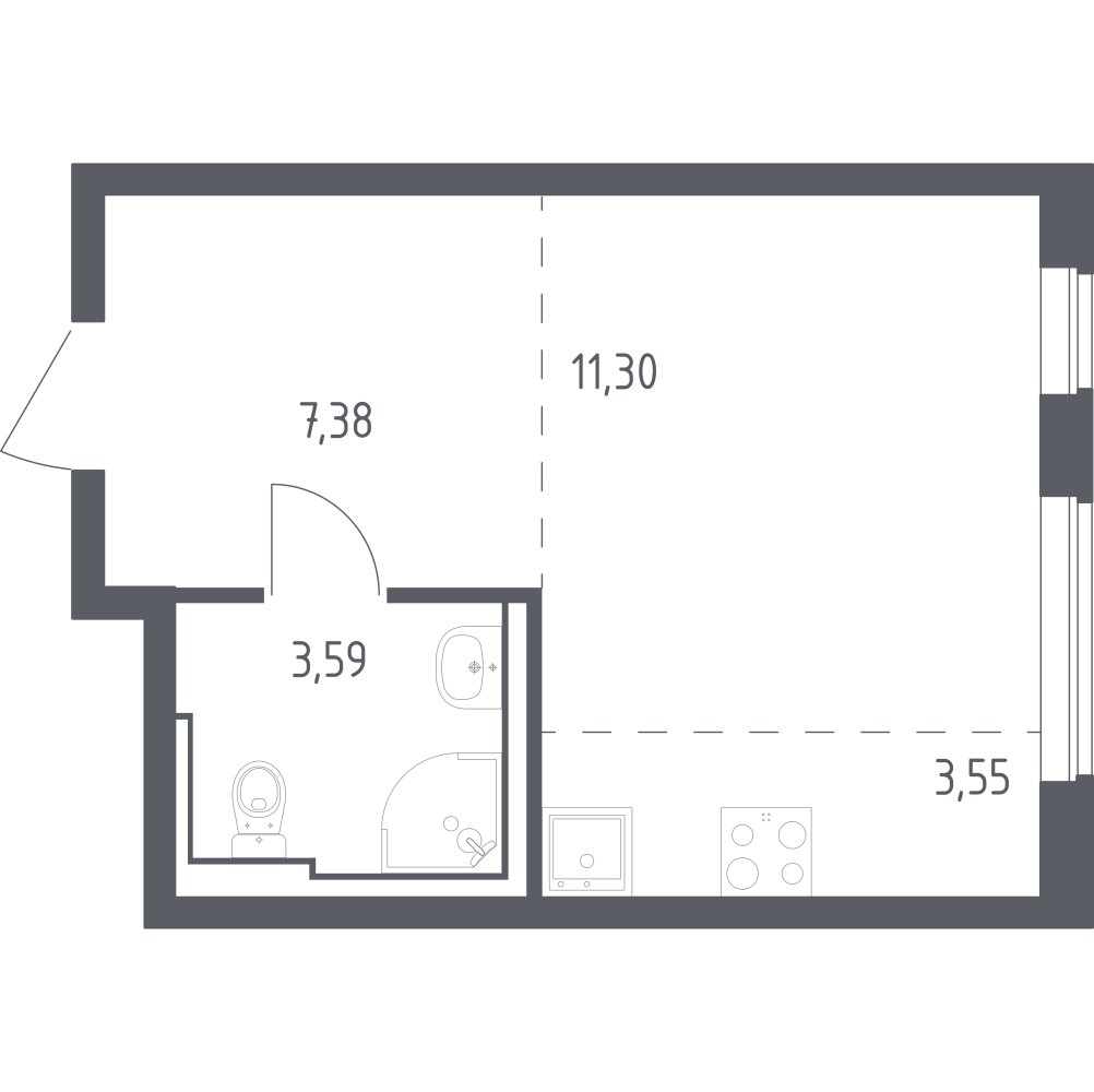 Студия 25 м2 в ЖК Остафьево корпус null этаж 5