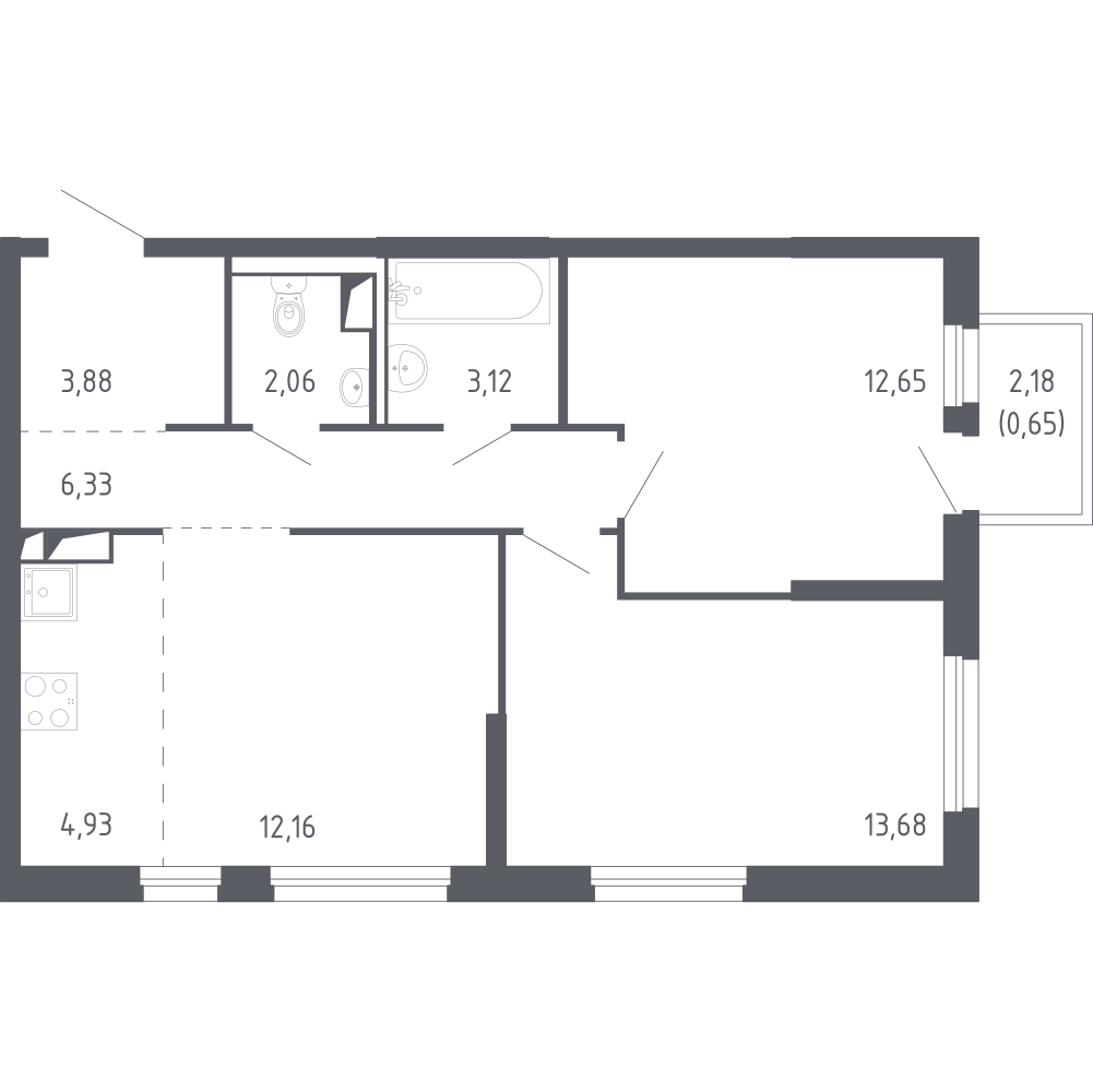 Студия 58 м2 в ЖК Чаркова 72 корпус null этаж 7