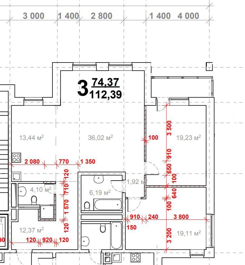 3-комнатная 112 м2 в ЖК undefined корпус null этаж 9