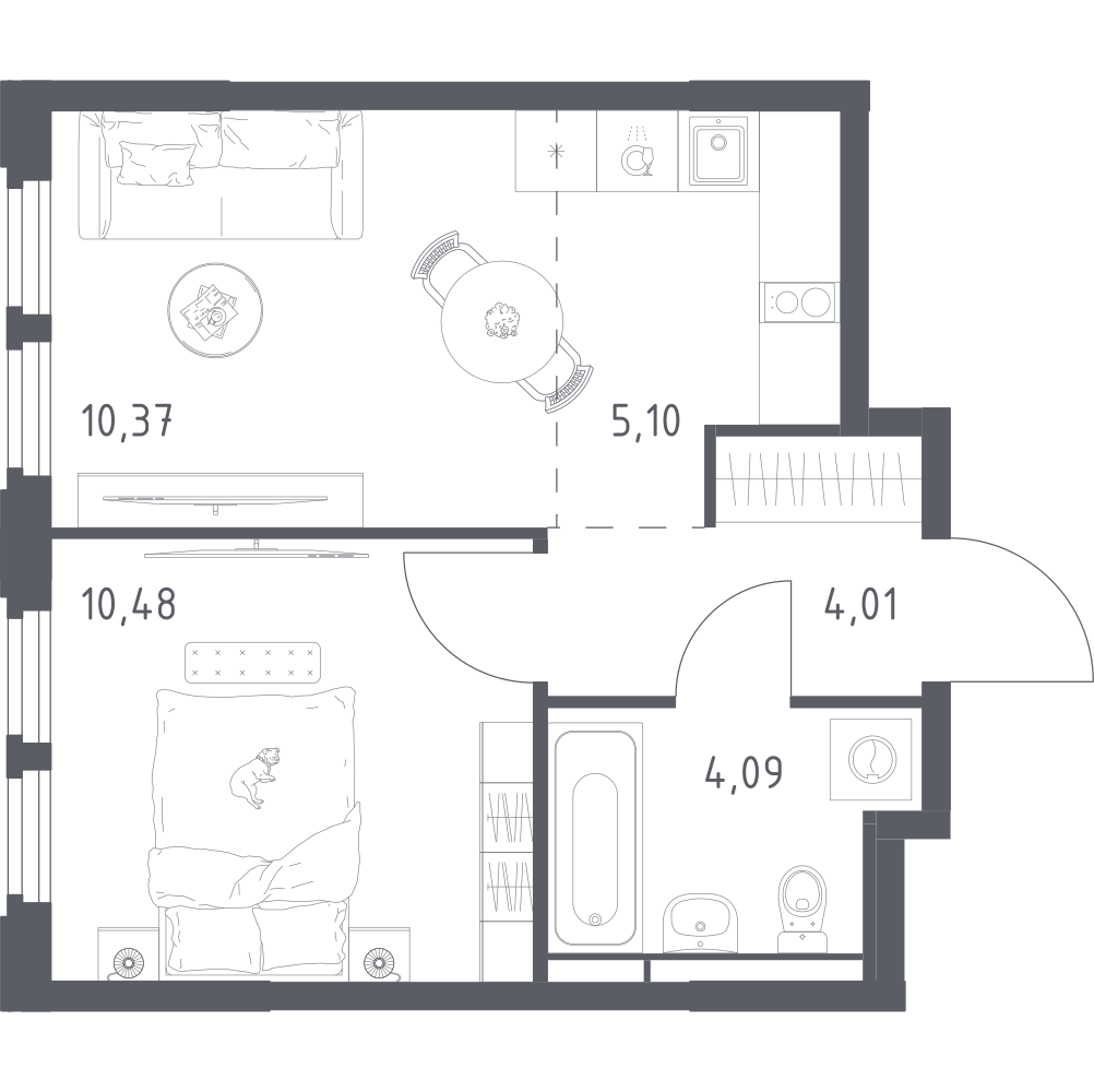 Студия 34 м2 в ЖК Космический Квартал корпус null этаж 3