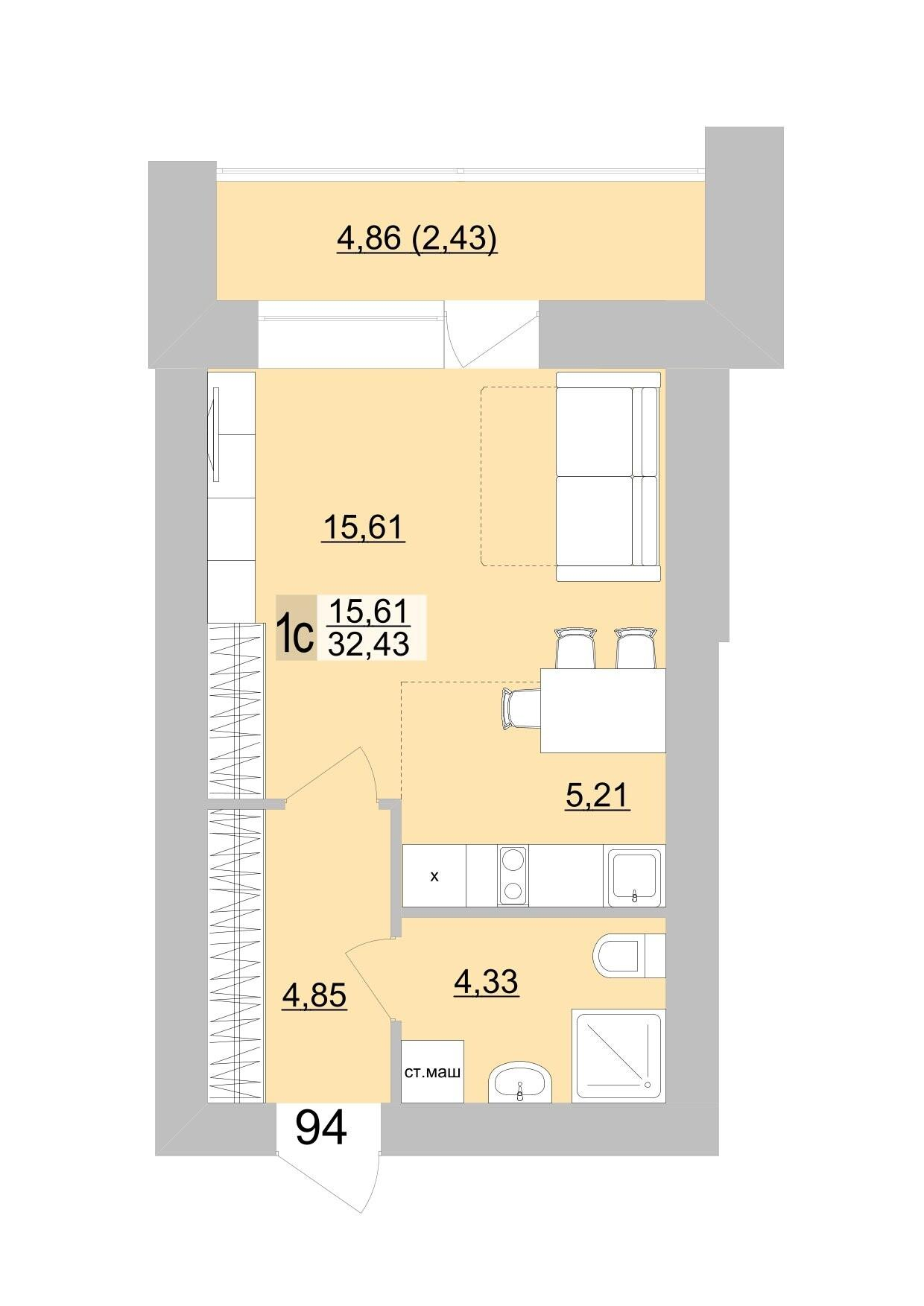 Студия 34 м2 в ЖК Философия Идеалистов на Театральной корпус null этаж 16
