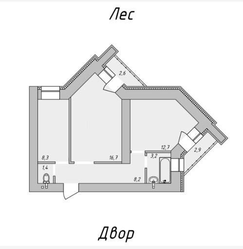 2-комнатная 53.2 м2 в ЖК undefined корпус null этаж 6