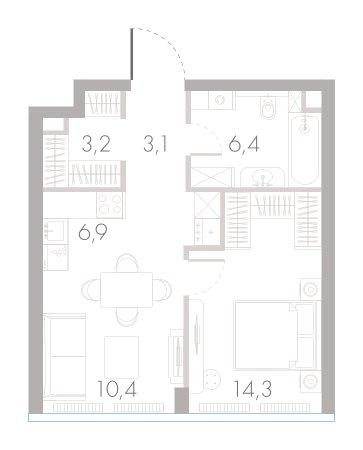 2-комнатная 43 м2 в ЖК River Park Towers Кутузовский корпус null этаж 34
