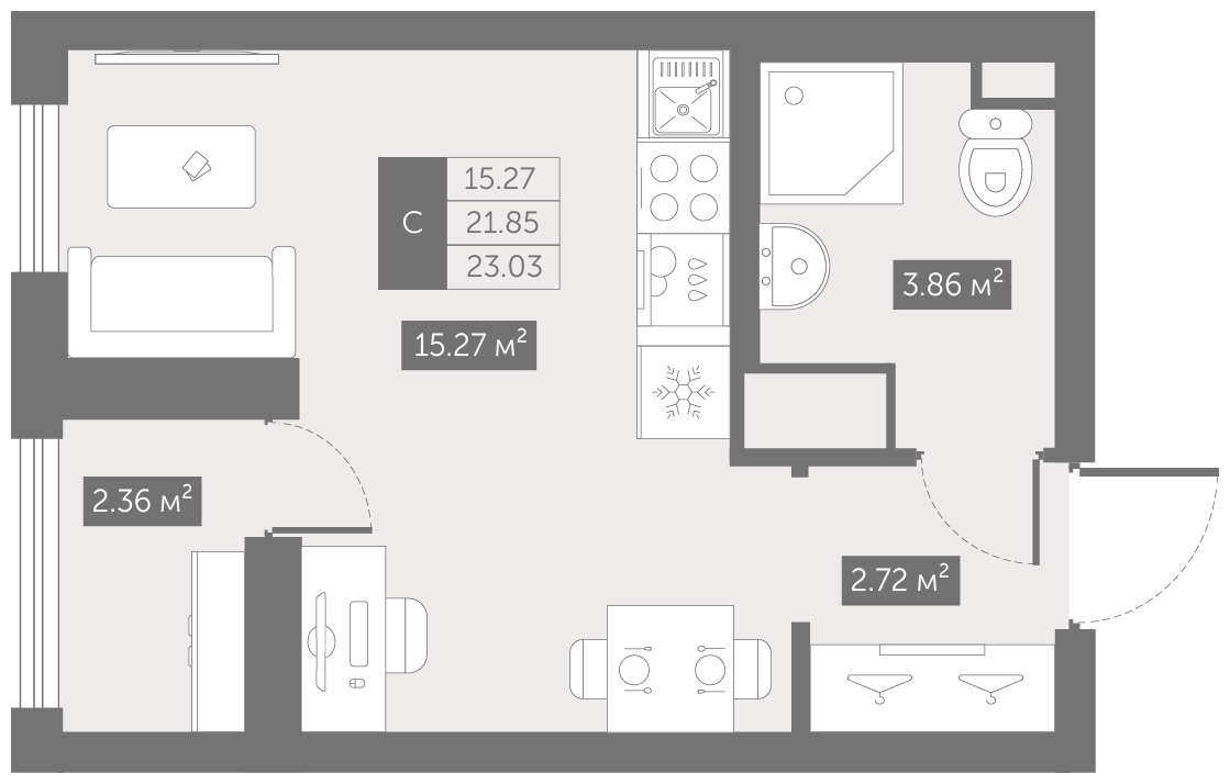 Студия 23 м2 в ЖК UP-квартал Новый Московский корпус null этаж 9