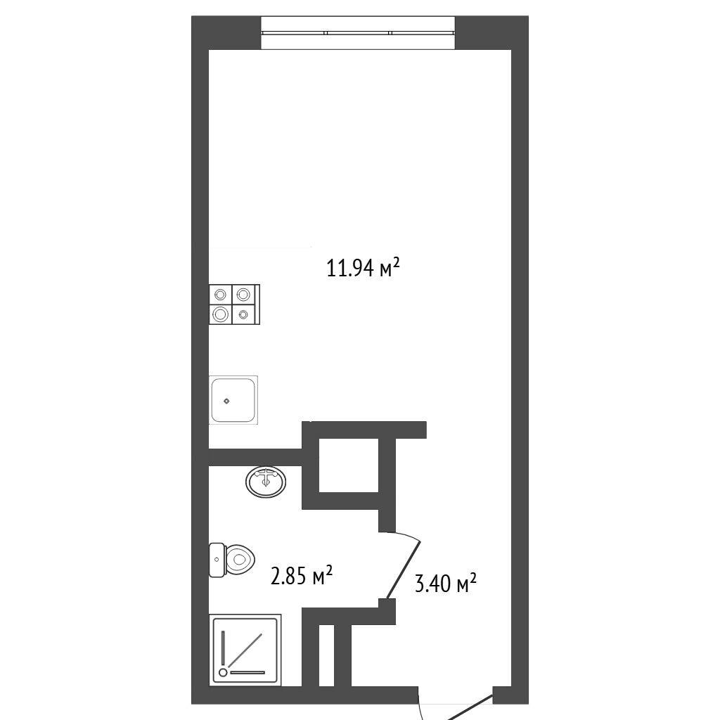 Студия 17.8 м2 в ЖК undefined корпус null этаж 7