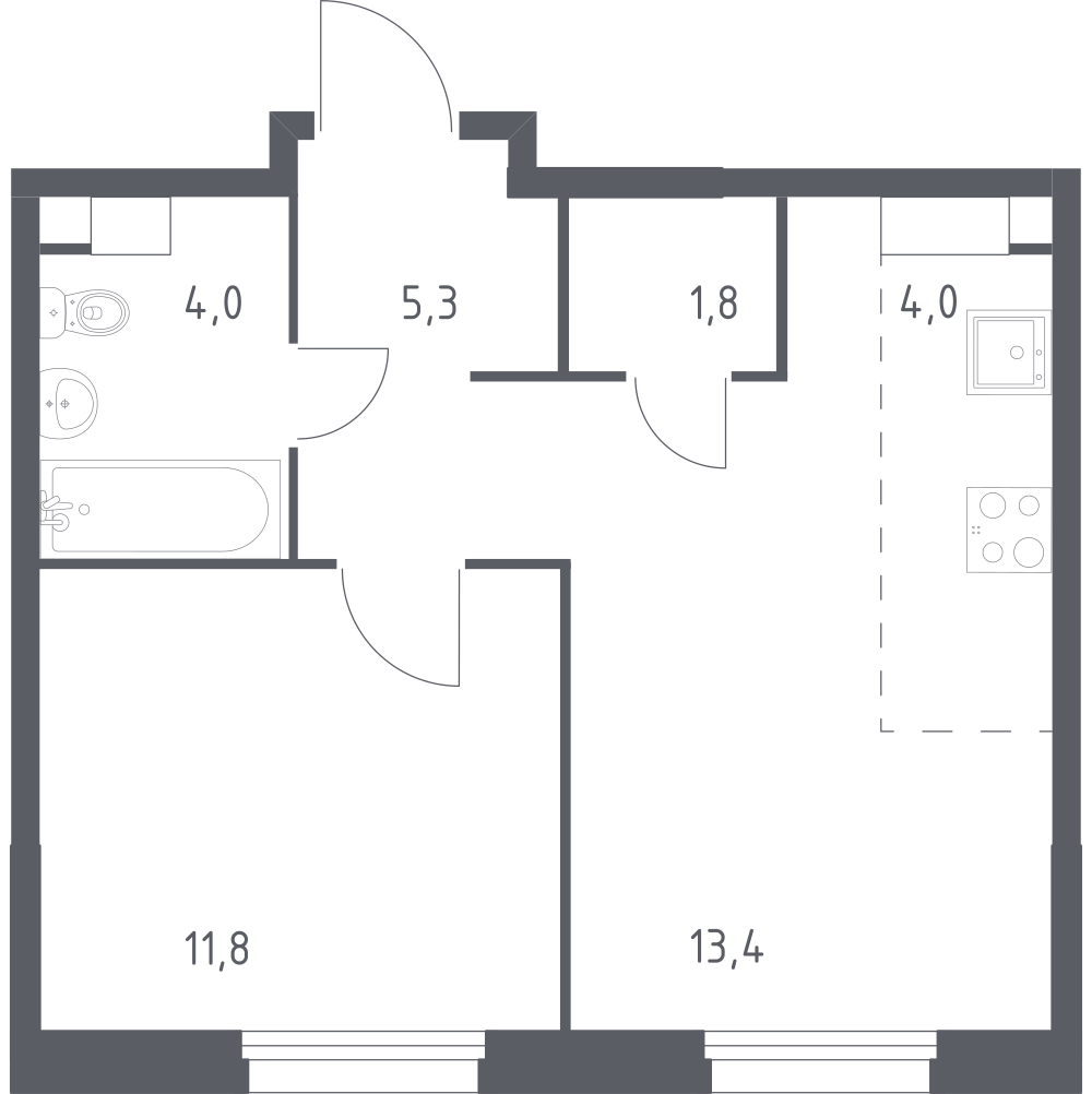 Студия 39 м2 в ЖК Эко Бунино корпус null этаж 7