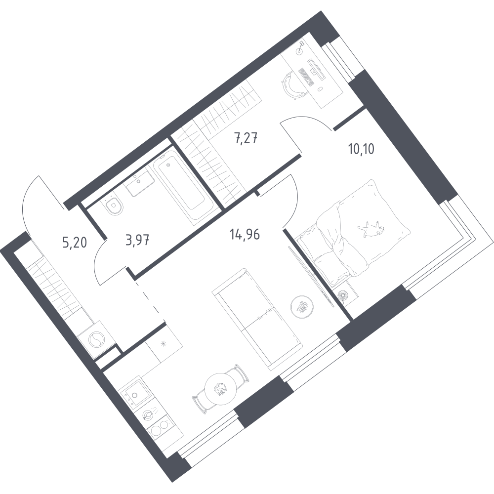 1-комнатная 41 м2 в ЖК Литературный Квартал корпус null этаж 11