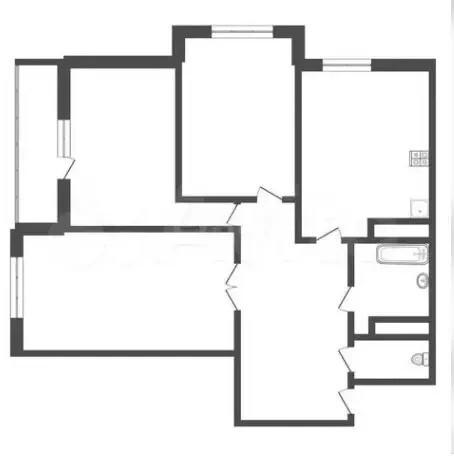 3-комнатная 80 м2 в ЖК undefined корпус null этаж 22