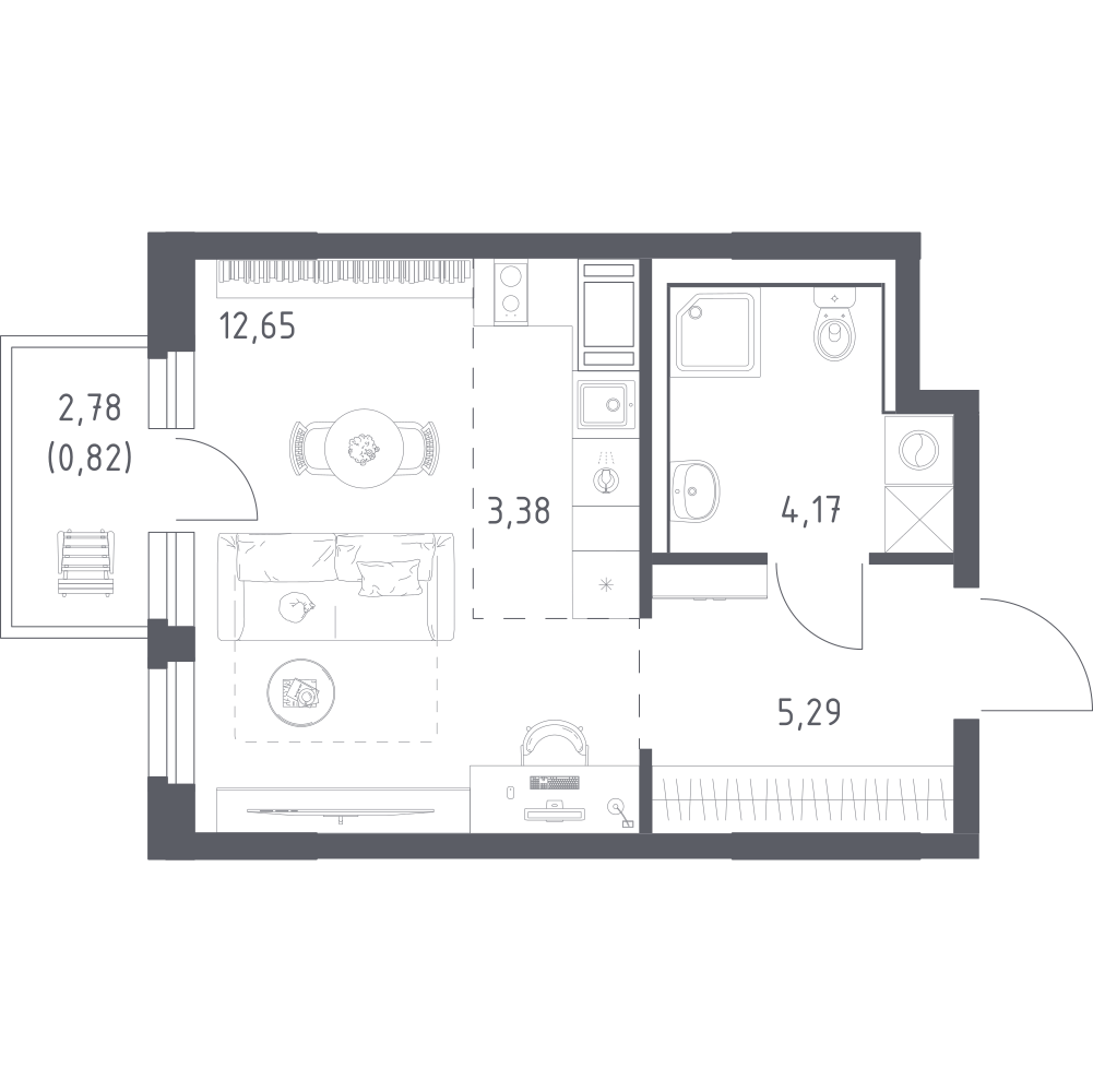 Студия 26 м2 в ЖК Новое Колпино корпус null этаж 3