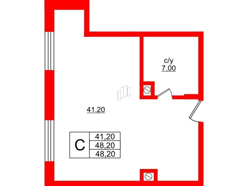 Студия 48 м2 в ЖК Русь-2 корпус null этаж 1