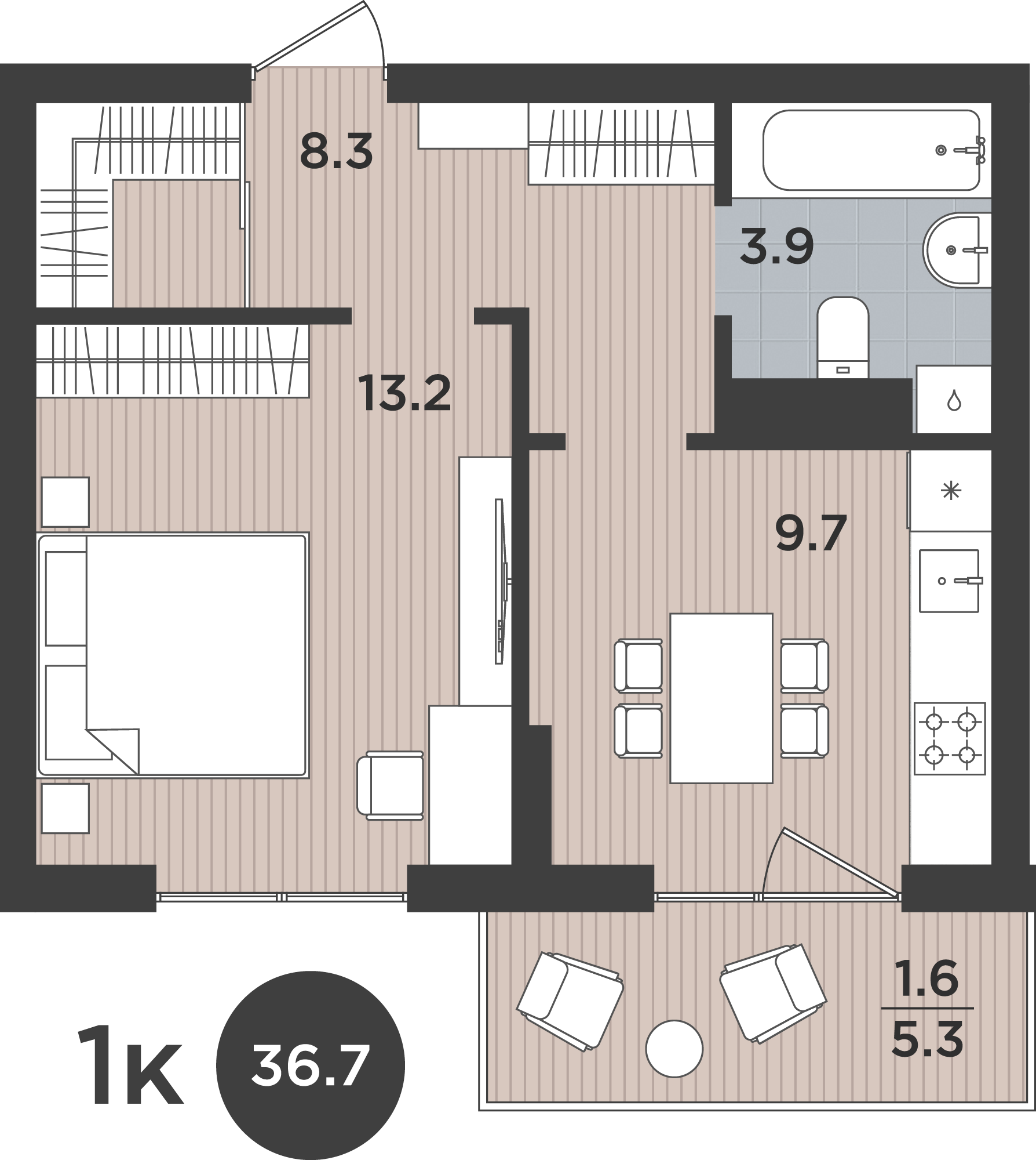 1-комнатная 36 м2 в ЖК Левада корпус null этаж 4