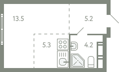 Студия 27 м2 в ЖК Ново-Молоково корпус null этаж 9