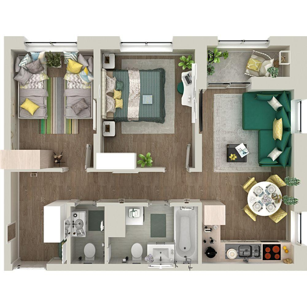 2-комнатная 57 м2 в ЖК Гранд Квартал корпус null этаж 13